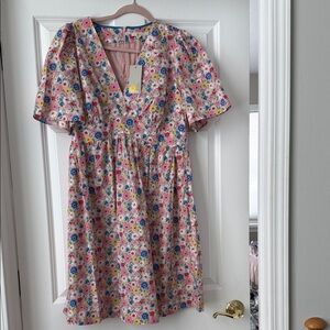 Boden floral V-Neck Casual Dress - Pink Multicolor
